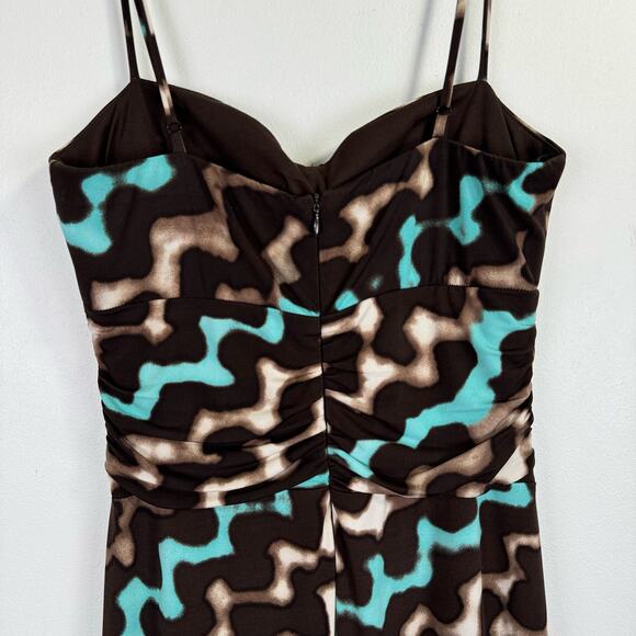 BISOU BISOU 90s Y2K Brown Blue Cheetah Print Dress Size 10 Funky Retro Vintage - Picture 9 of 10